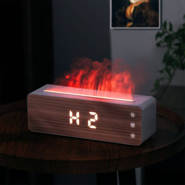 FlameBreeze Clock HumidifierRozalRetail®4Product Description 
The innovative flame shaped humidifier integrates clock display function, bringing more fun and convenience to your bedroom. Not only can it proFlameBreeze Clock Humidifier